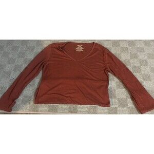 Faded Glory Women’s Size S (4-6) Long Sleeve Burnt Orange V Neck Shirt